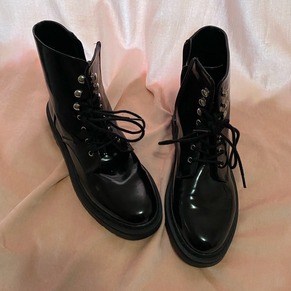 Black patent boots